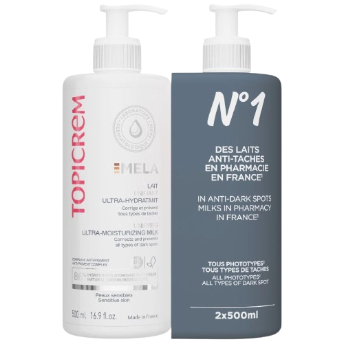 Topicrem mela unifying ultra-moisturising milk + spf 15 (500ml)